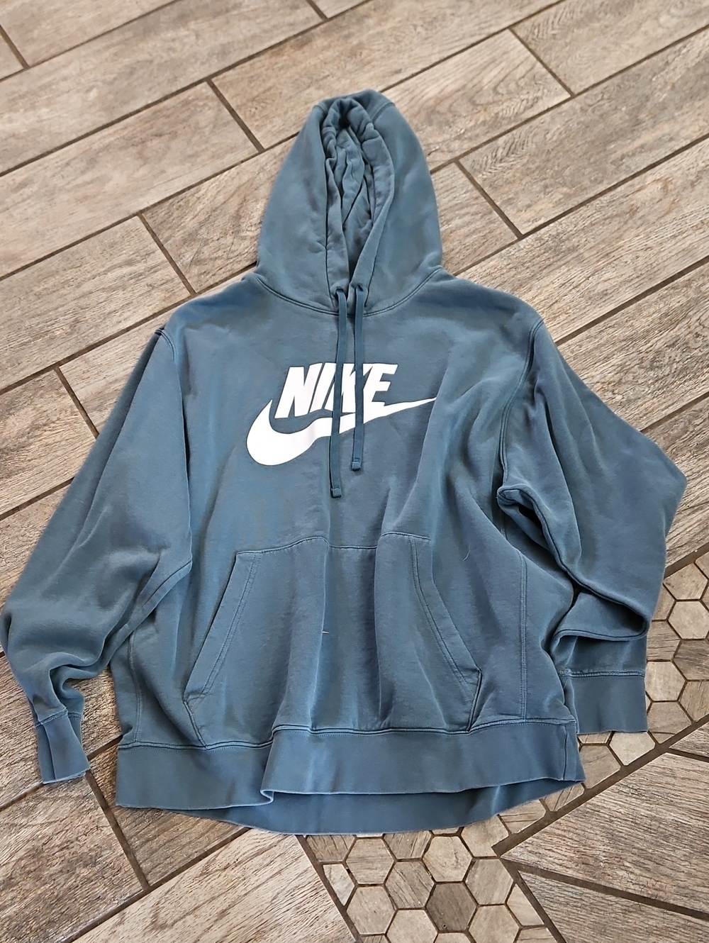 Nike Wonen's Slate Blue Pullover Hoodie with White Logo